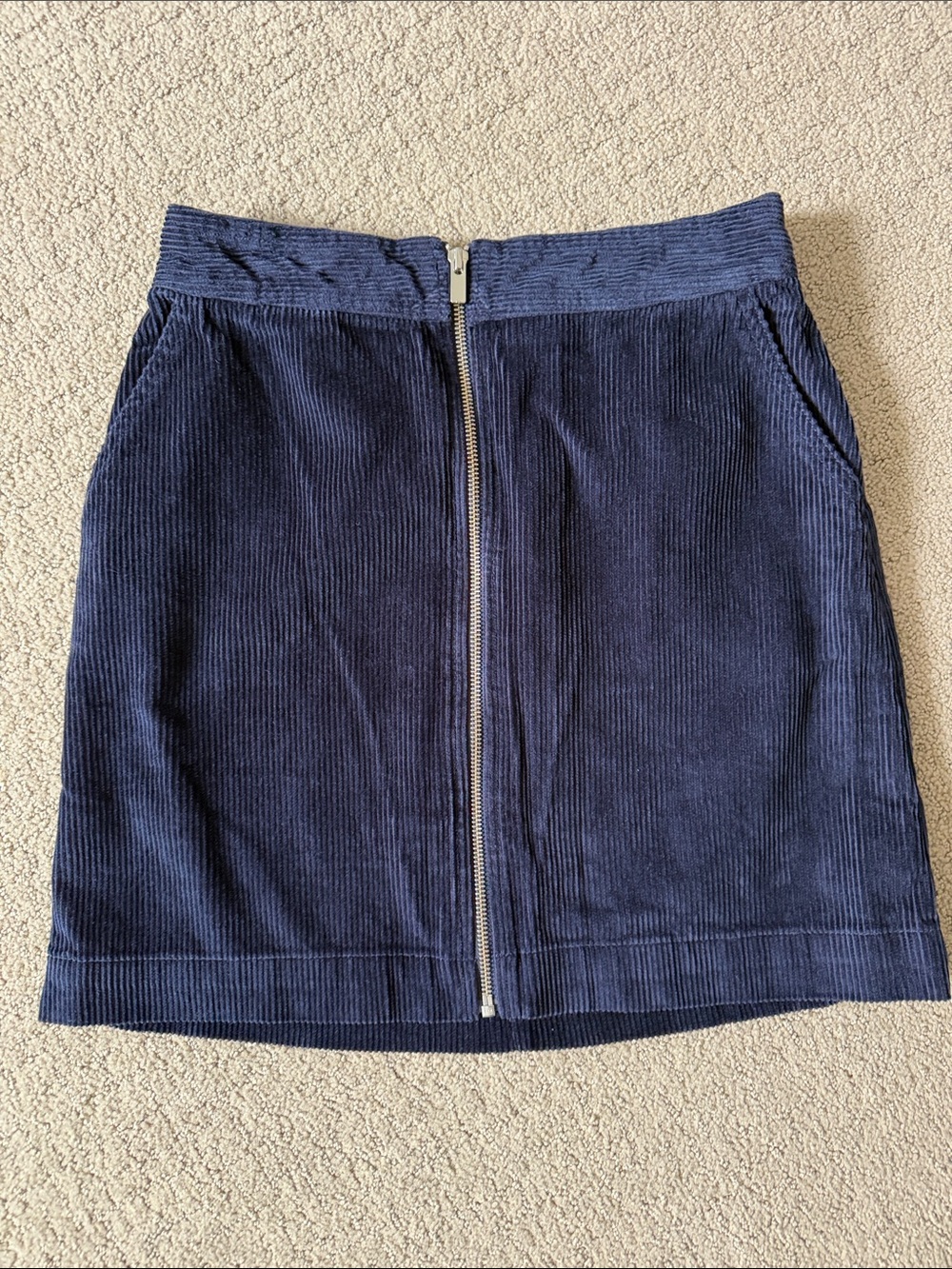 GAP Navy Corduroy Front-Zip Mini Skirt